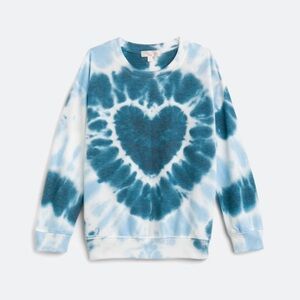 Heart Pattern Tie-Dye Kids Sweater - Teal